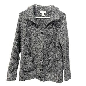 Drapers Damons Womens Petite Medium Button Cardigan Sweater Black Rainbow